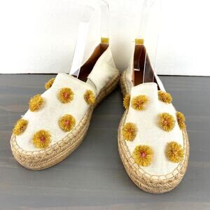 Silvia Cobos Soil Mocasines Floral Espadrille Flat Women Size 7.5 White Gold NEW